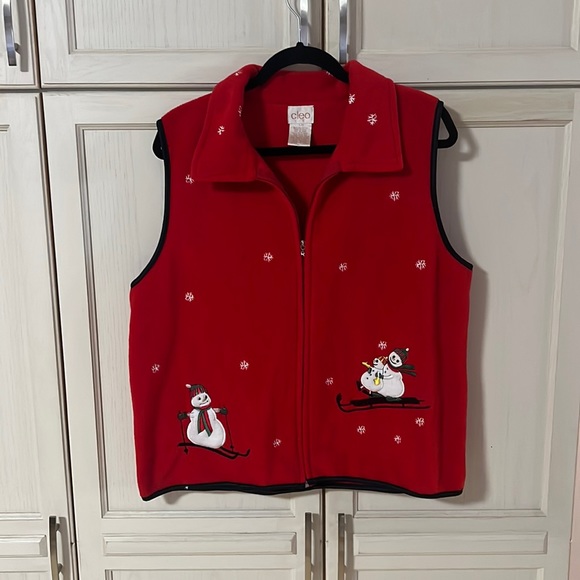 cleo Jackets & Blazers - A Winter themed vest in red with snowmen in a size large
